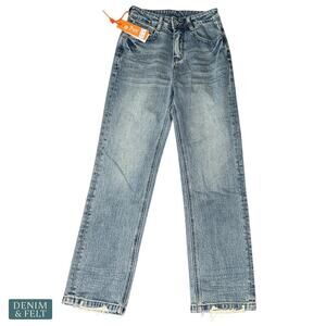 7mm Jeans Organic Straight Leg High Rise Blue Wash Denim Women’s Size 26 NEW